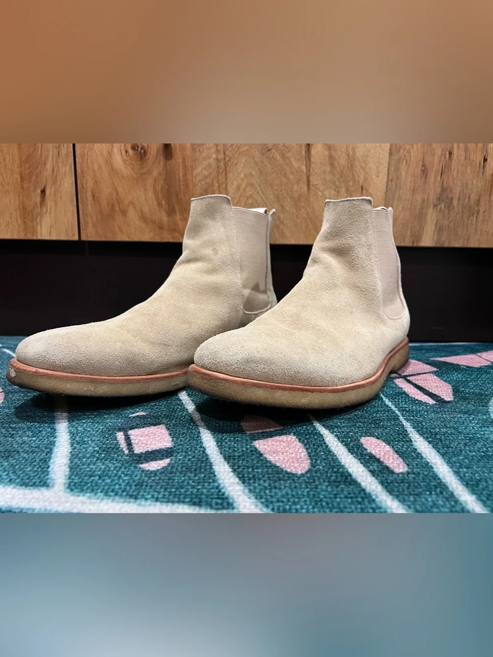 Common Projects Sand Suede Leather Chelsea Boot With Gum Sole